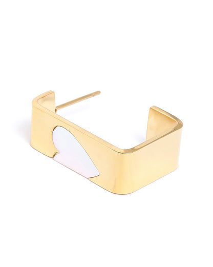 Gold Plated Half Hoop Earring with enamel Heart