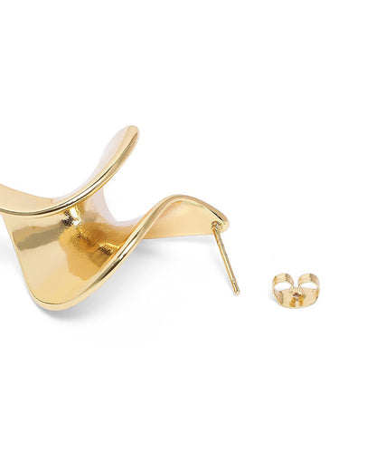 Gold Plated Conemporary Drop Earring