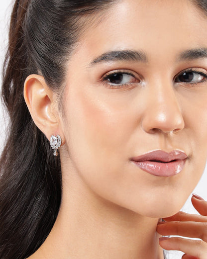 Silver Plated CZ Cluster Stud Earring