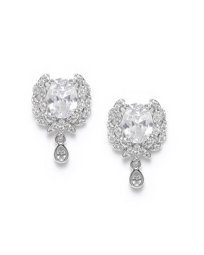 Silver Plated CZ Cluster Stud Earring