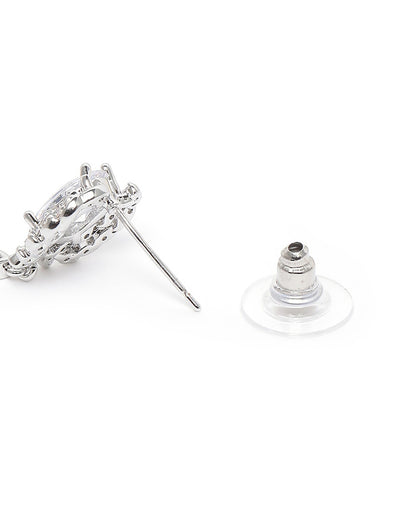 Silver Plated CZ Cluster Stud Earring