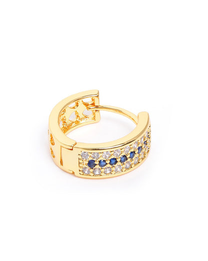 Gold Plated Blue CZ Fancy Hoop Earring
