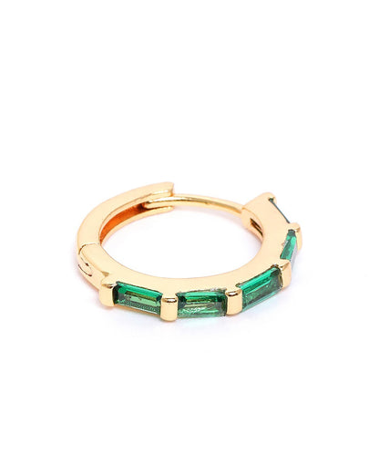 Gold Plated Green CZ Fancy Hoop Earring