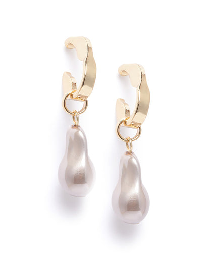 Gold Plated Dangling Pearl Drop Earring