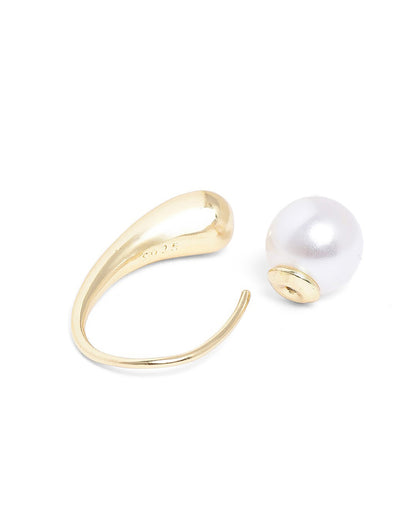 Gold Plated Pearl Fancy Half Hoop Front Back Earring