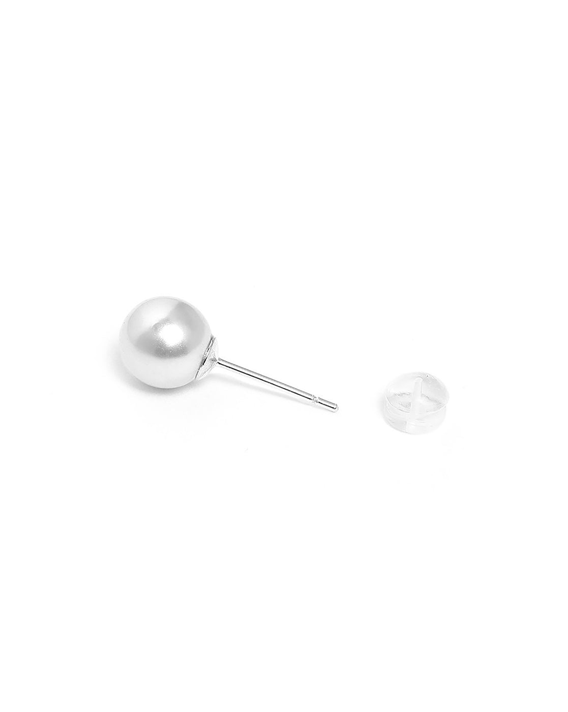 Silver Plated Grey Pearl Bow Front Back Drop Earring