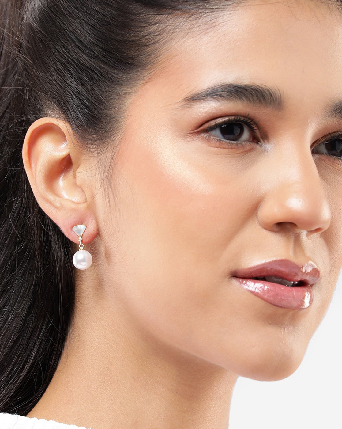 Gold Plated Dangling Pearl Fancy Drop Earring