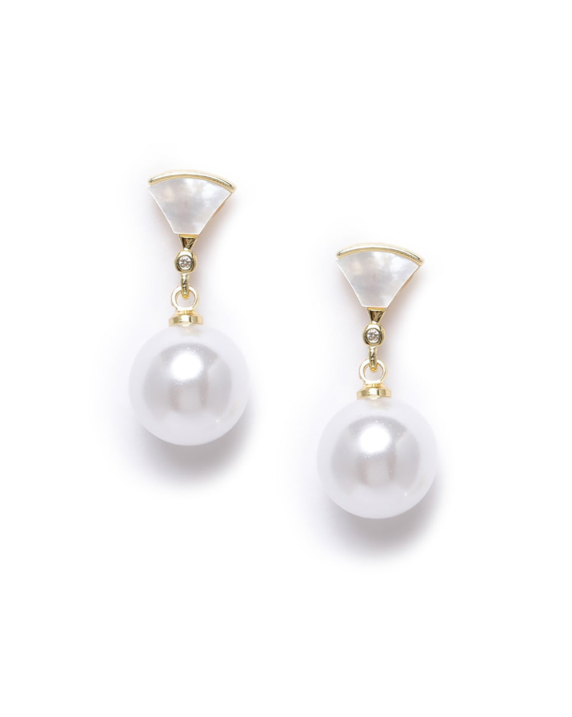 Gold Plated Dangling Pearl Fancy Drop Earring