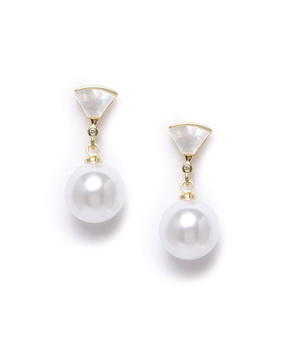 Gold Plated Dangling Pearl Fancy Drop Earring