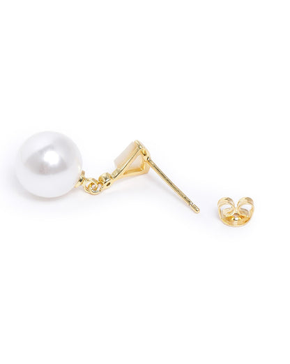 Gold Plated Dangling Pearl Fancy Drop Earring