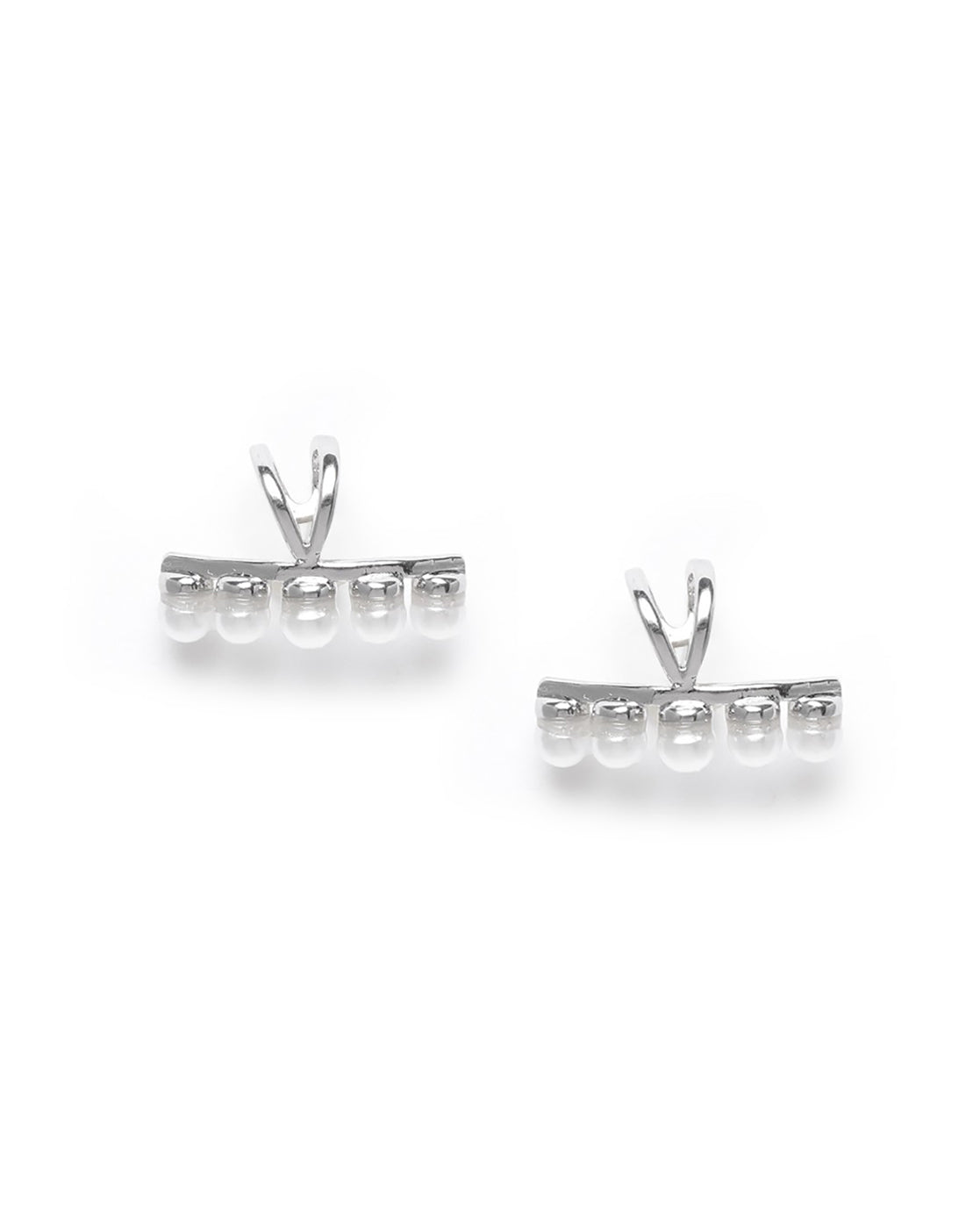 Silver Plated Pearl Fancy Ear Cuff Earring