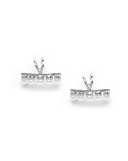 Silver Plated Pearl Fancy Ear Cuff Earring