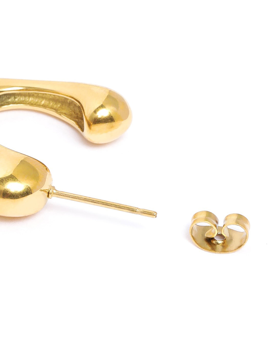 Gold Plated Heart Half Hoop Earring