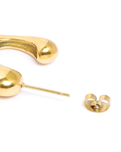 Gold Plated Heart Half Hoop Earring