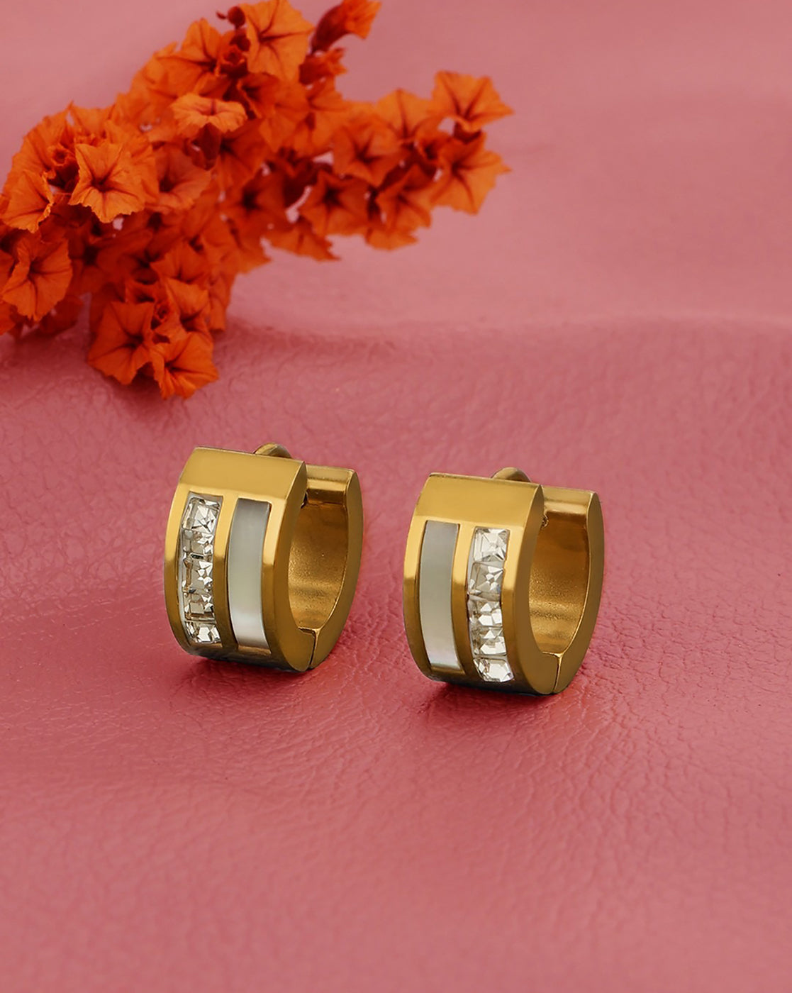 Gold Plated CZ Circular Mini Hoop Earring