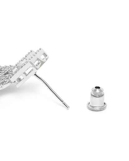 Premium Silver Plated CZ Square Drop Earring