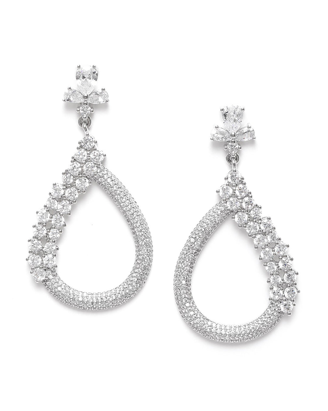 Premium Silver Plated CZ Tear Drop Fancy Earring
