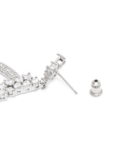 Premium Silver Plated CZ Tear Drop Fancy Earring