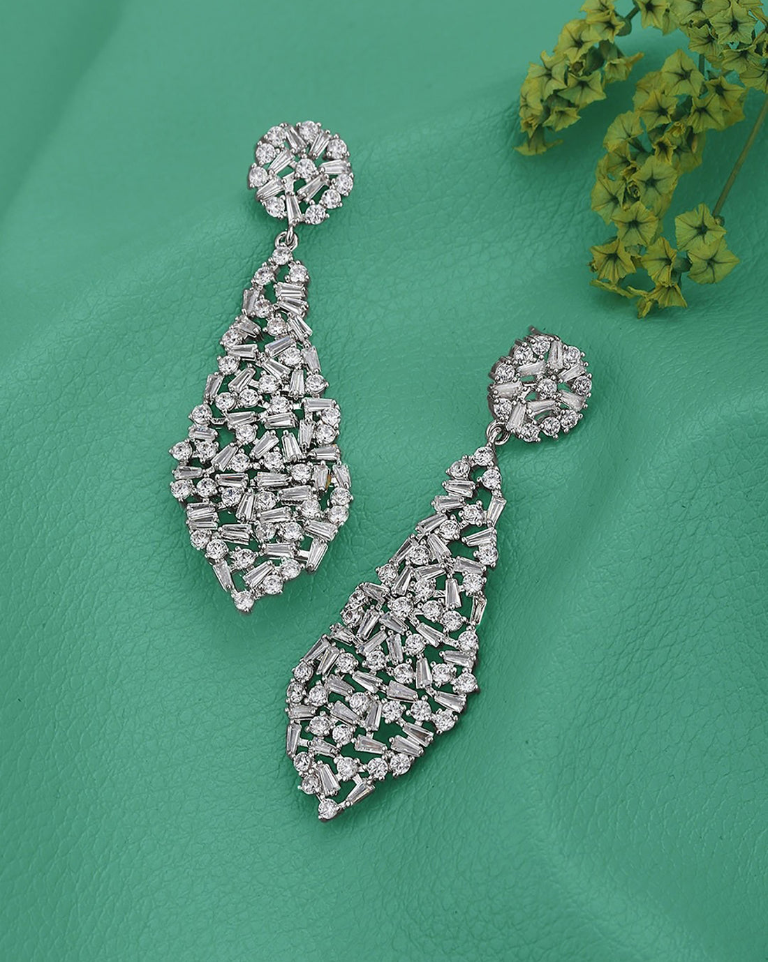 Premium Silver Plated CZ Bridal Drop Earring