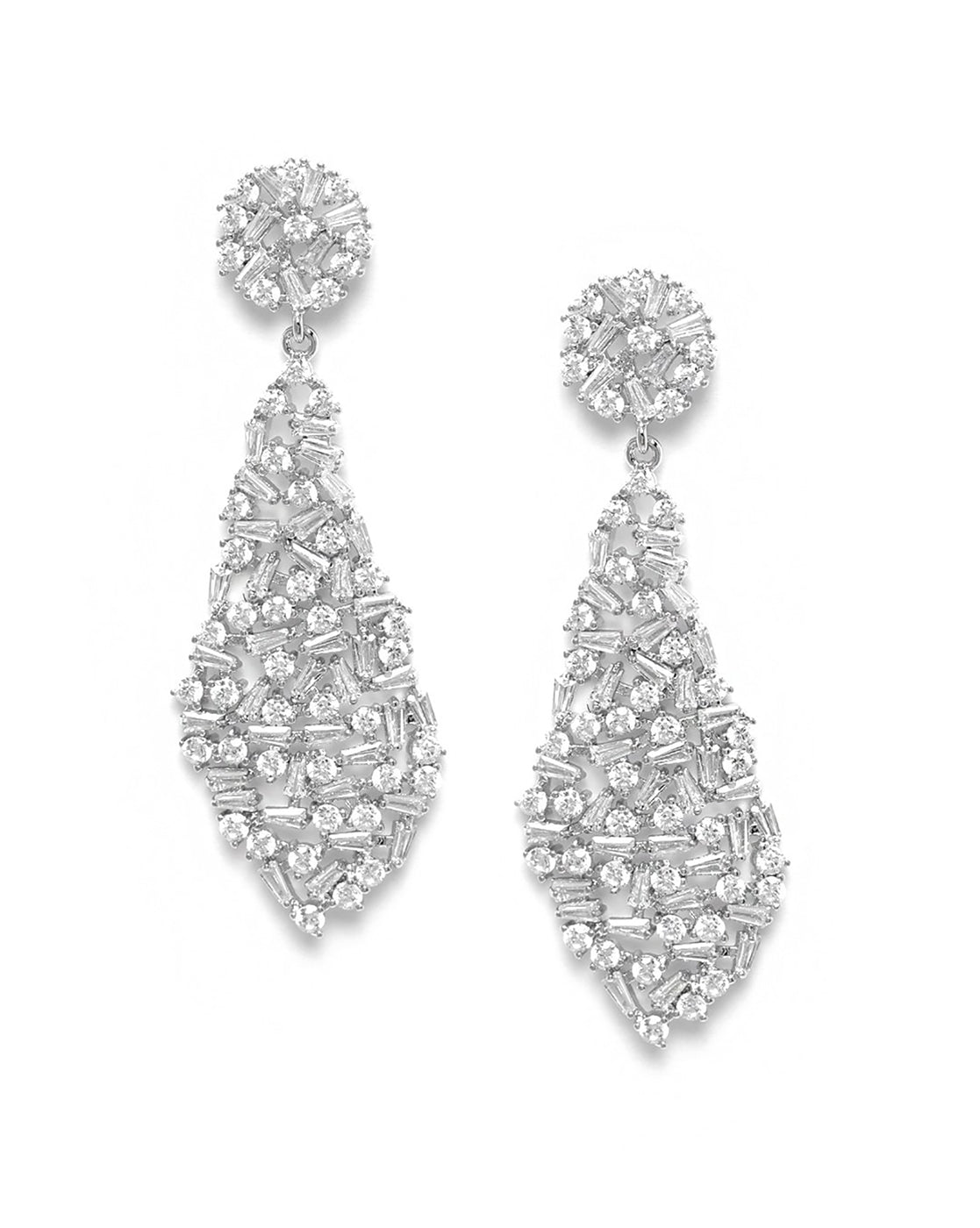 Premium Silver Plated CZ Bridal Drop Earring