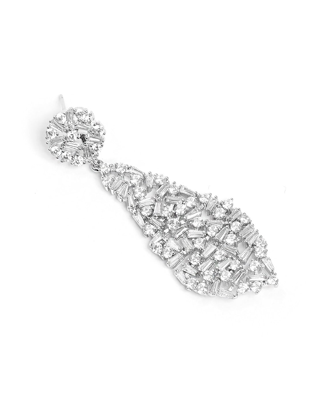 Premium Silver Plated CZ Bridal Drop Earring