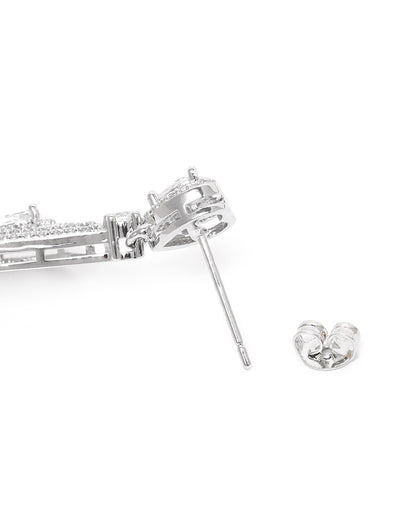 Premium Silver Plated CZ Heart and Marquise Fancy Drop Earring