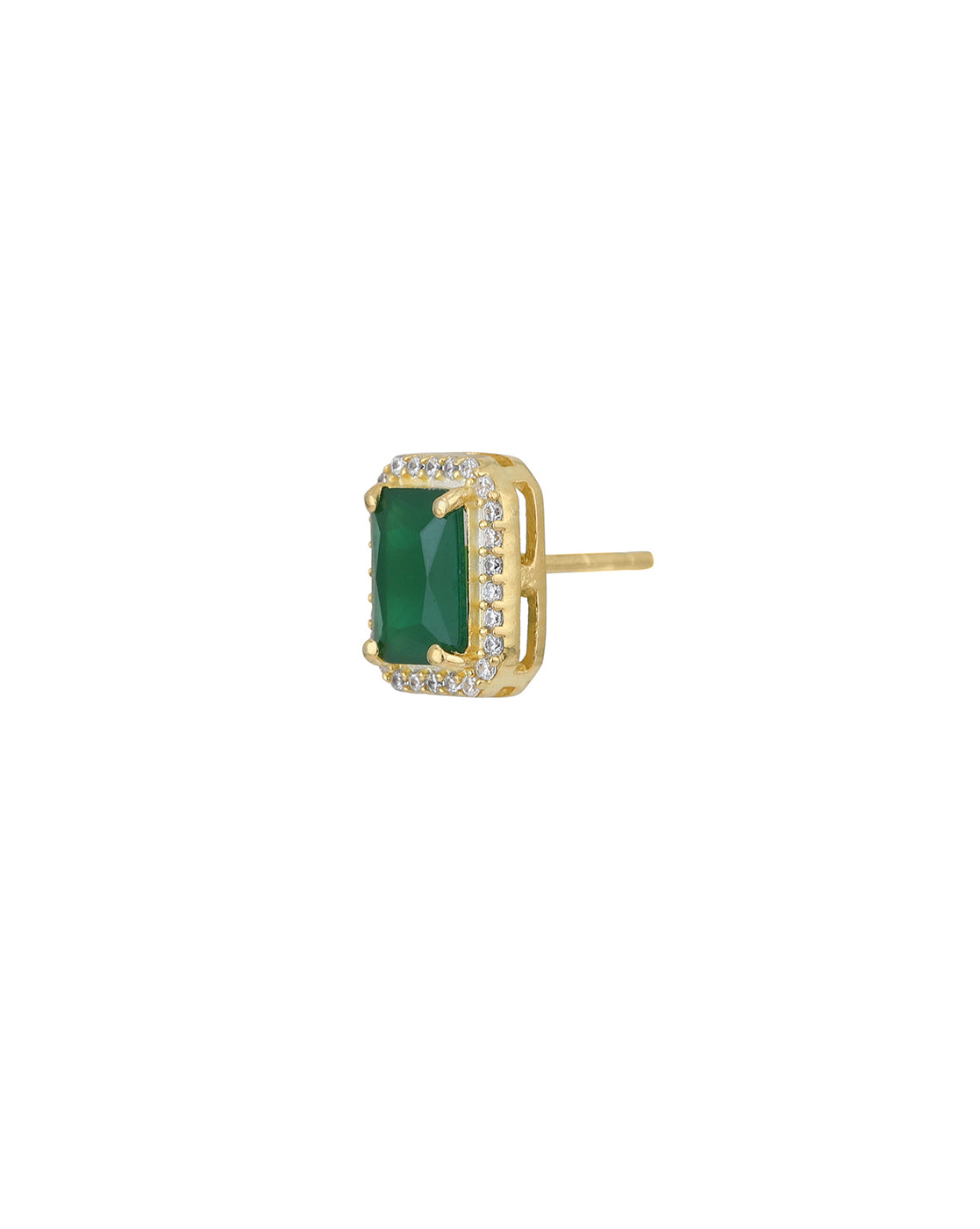 18kt Gold Plated CZ Emerald Square Stud Earring