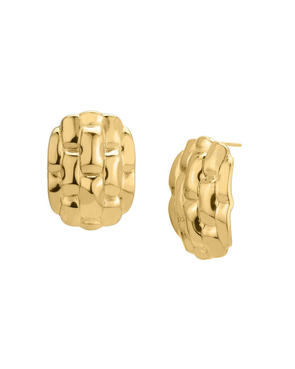 18kt Gold Plated Bold Textured Stud Earring