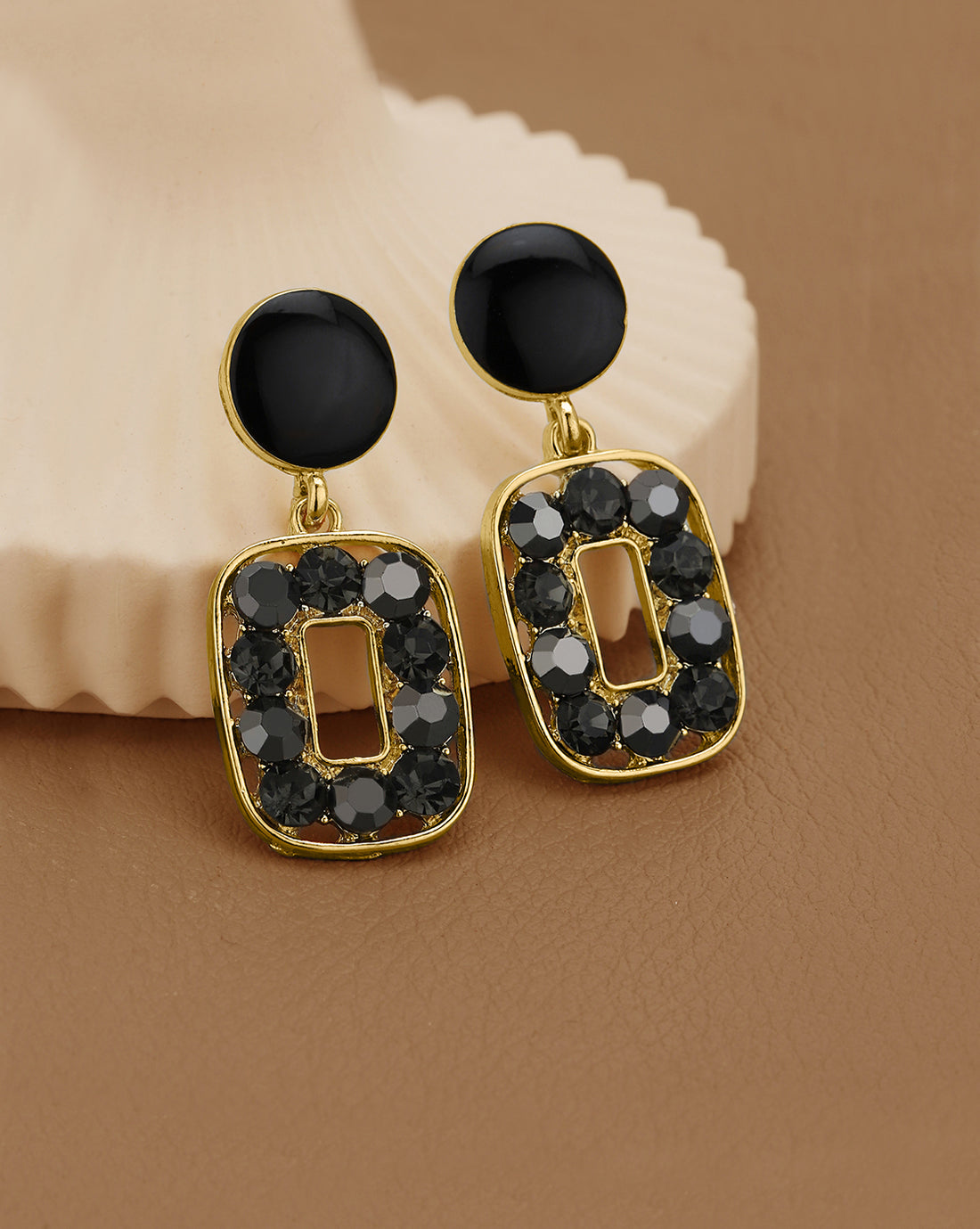 Gold Plated CZ Square shaped Drop Earring