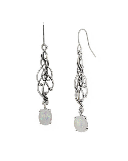 Silver Plated Dangling Glass Bead Contemporary Drop Earring