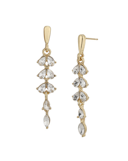 Gold Plated Dangling Leaf CZ Drop Earring