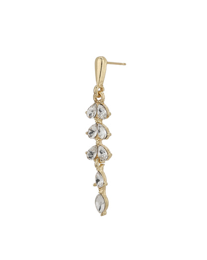 Gold Plated Dangling Leaf CZ Drop Earring