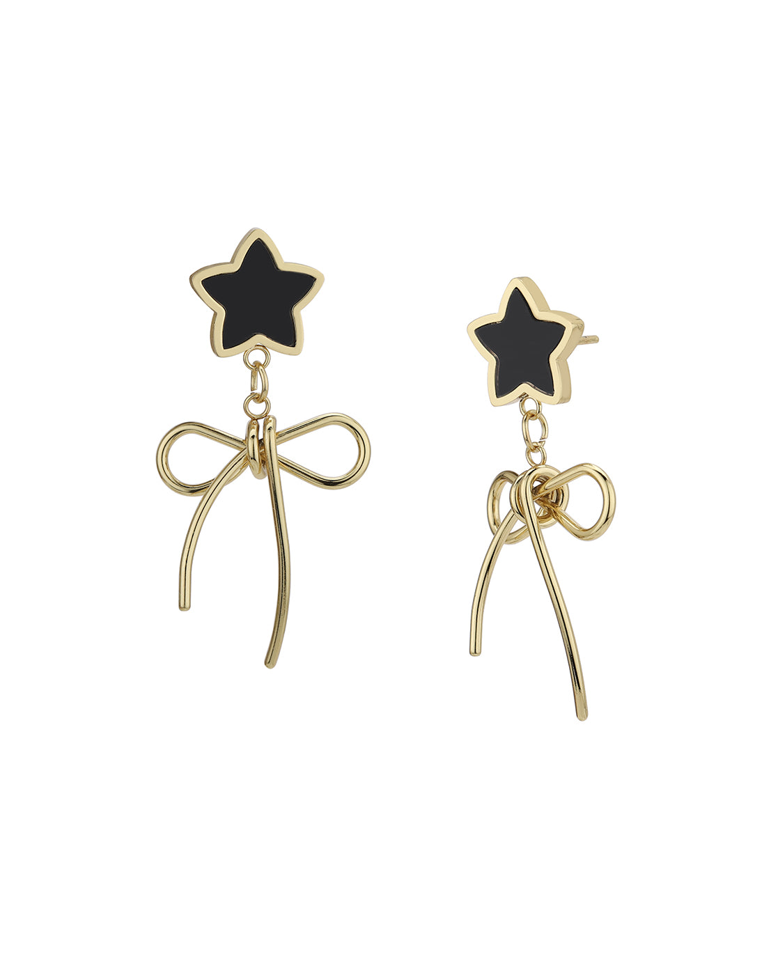 18kt Gold Plated Star &amp; Bow Drop Earring