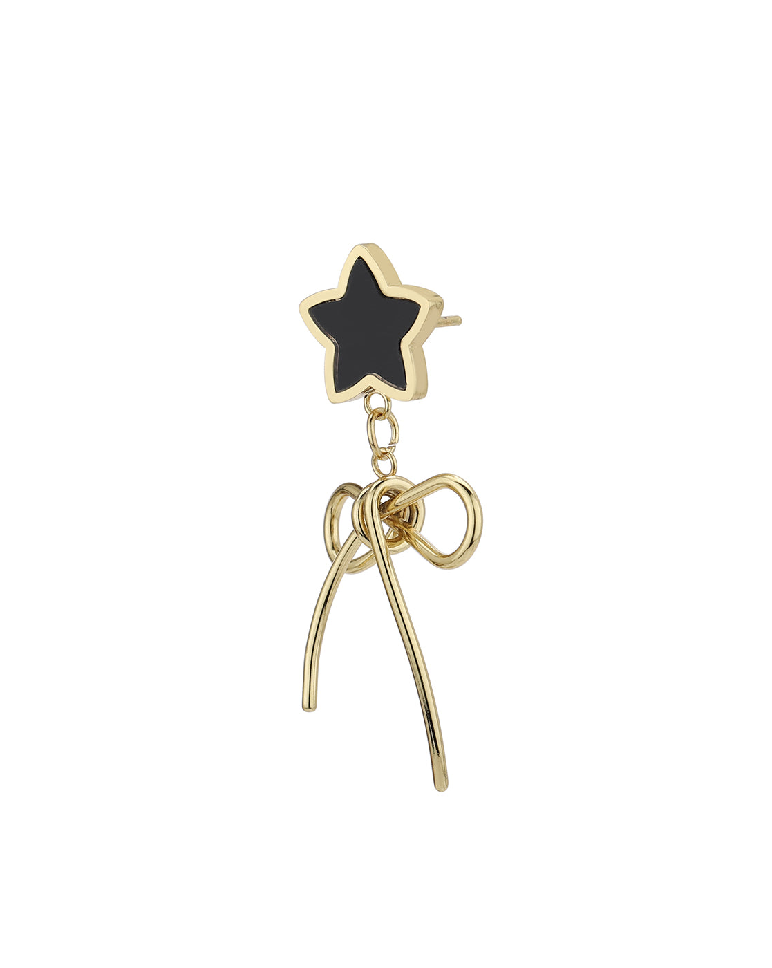 18kt Gold Plated Star &amp; Bow Drop Earring