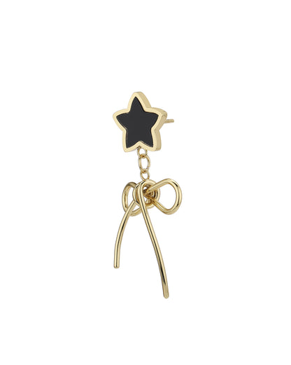 18kt Gold Plated Star &amp; Bow Drop Earring
