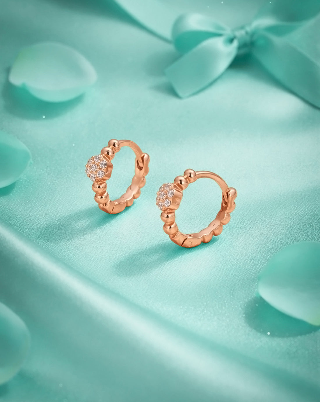 18kt Rose Gold Plated CZ Mini Hoop Earring