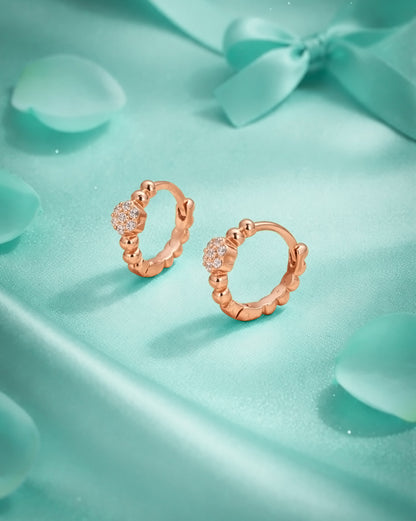 18kt Rose Gold Plated CZ Mini Hoop Earring