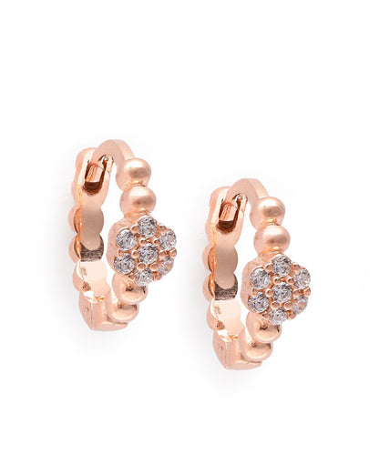18kt Rose Gold Plated CZ Mini Hoop Earring