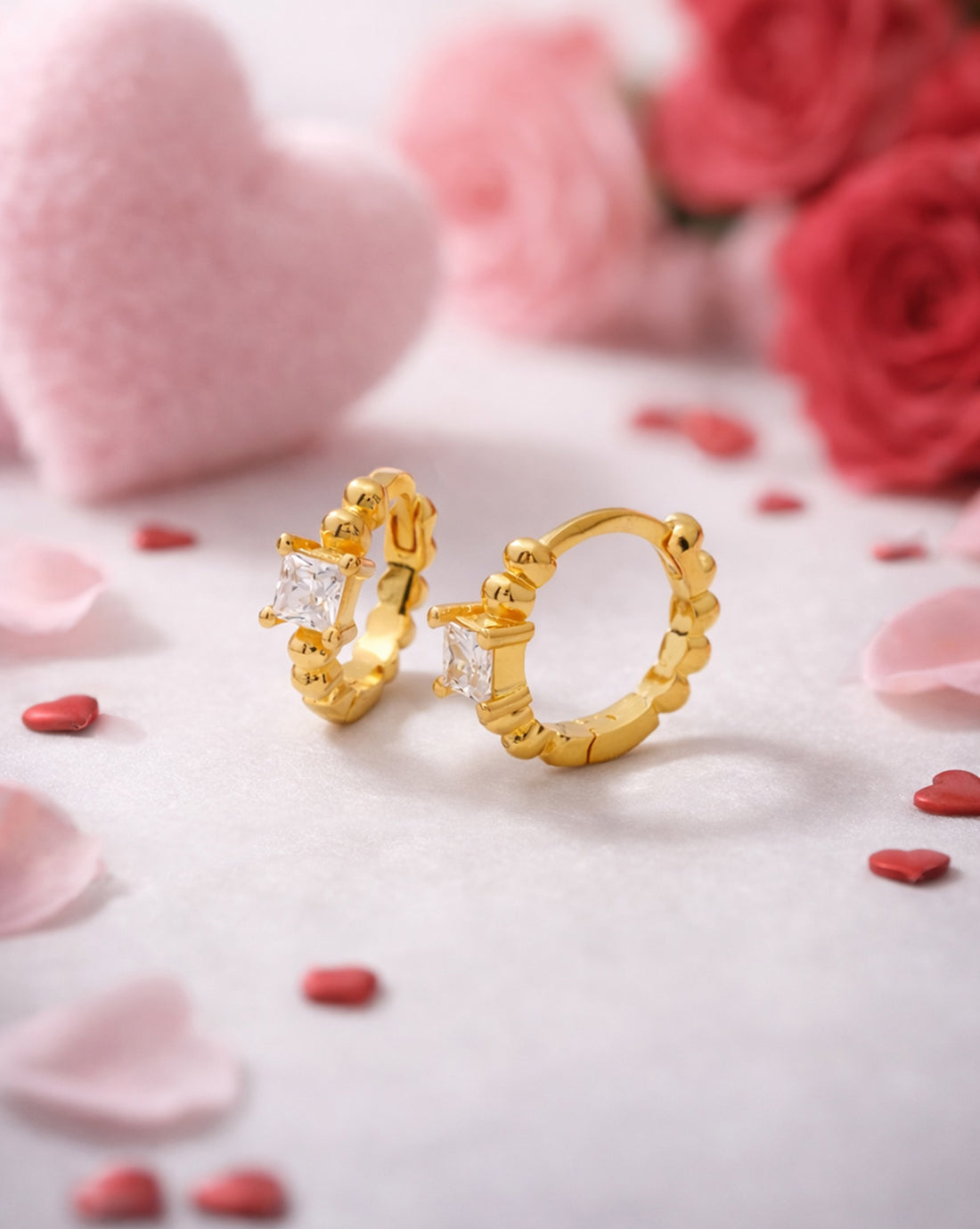 18kt Gold Plated CZ Mini Hoop Earring