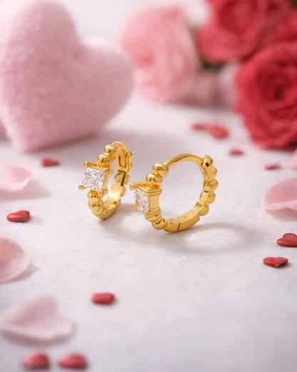 18kt Gold Plated CZ Mini Hoop Earring