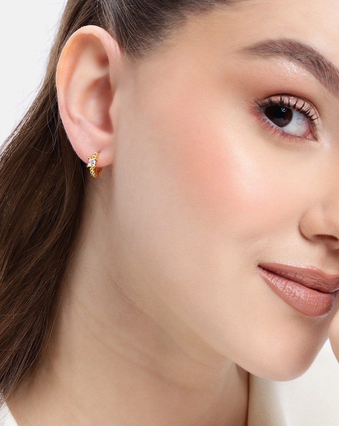 18kt Gold Plated CZ Mini Hoop Earring