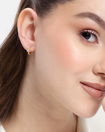 18kt Gold Plated CZ Mini Hoop Earring