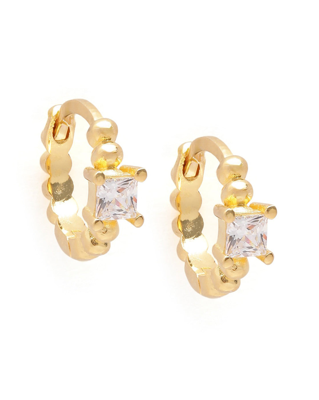 18kt Gold Plated CZ Mini Hoop Earring
