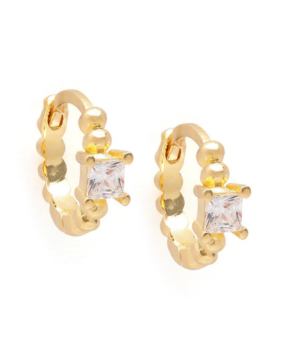 18kt Gold Plated CZ Mini Hoop Earring