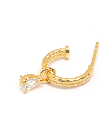 18kt Gold Plated Dangling CZ Half Hoop Earring