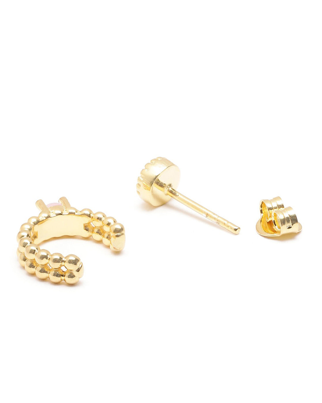 Set of 2 18kt Gold Plated Rose Quartz Studded Earring