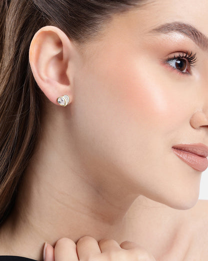 18kt Gold Plated CZ Heart Stud Earring