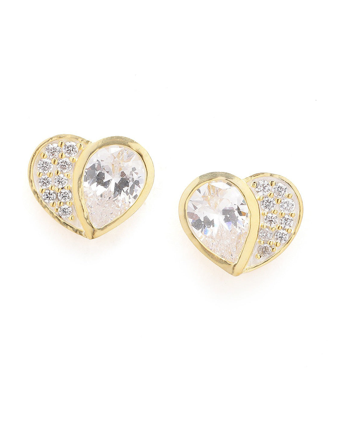 18kt Gold Plated CZ Heart Stud Earring