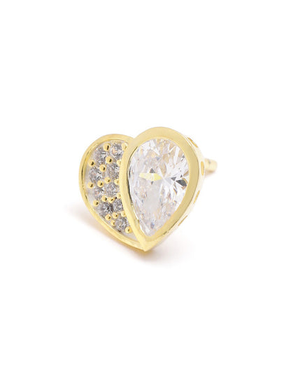 18kt Gold Plated CZ Heart Stud Earring