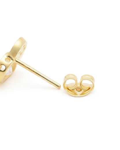 18kt Gold Plated CZ Heart Stud Earring